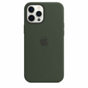 Apple iPhone Silicone Case with MagSafe - оригинален силиконов кейс за iPhone 12 Pro Max с MagSafe (тъмнозелен)