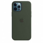 Apple iPhone Silicone Case with MagSafe - оригинален силиконов кейс за iPhone 12 Pro Max с MagSafe (тъмнозелен) 3