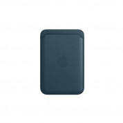 Apple iPhone Leather Wallet with MagSafe - оригинален кожен портфейл (джоб) за прикрепяне към iPhone с MagSafe (син)