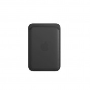 Apple iPhone Leather Wallet with MagSafe - оригинален кожен портфейл (джоб) за прикрепяне към iPhone с MagSafe (черен)