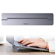 Baseus Papery Self-Adhesive Aluminum Laptop Stand - сгъваема, залепяща се към вашия компютър поставка за MacBook и лаптопи (тъмносив) 3