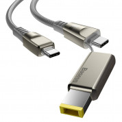 Baseus Flash Series 2-in-1 USB-C & Lenovo Square Plug Cable (CA1T2-B0G)- USB-C кабел с допълнителен адаптер за Lenovo лаптопи и бързо зареждане на устройства с USB-C порт (200 см) (сив) 1