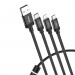 Baseus Data Faction 3-in-1 USB Cable - универсален USB кабел с Lightning, microUSB и USB-C конектори (120 см) (черен) 1