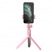 Baseus Lovely Wireless Bracket Bluetooth Tripod Selfie Stick - разтегаем безжичен селфи стик и трипод за мобилни телефони (розов) 5