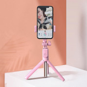 Baseus Lovely Wireless Bracket Bluetooth Tripod Selfie Stick - разтегаем безжичен селфи стик и трипод за мобилни телефони (розов) 9