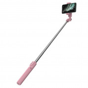 Baseus Lovely Wireless Bracket Bluetooth Tripod Selfie Stick - разтегаем безжичен селфи стик и трипод за мобилни телефони (розов) 6