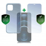4smarts 360° Protection Set - тънък силиконов кейс и стъклено защитно покритие за дисплея на iPhone 12, iPhone 12 Pro (прозрачен)