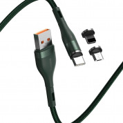 Baseus Zinc Magnetic Safe Fast Charging Data Cable (CA1T3-A06) - кабел с магнитни конектори за Apple продукти с Lightning, microUSB и USB-C (100 см) (зелен) 2