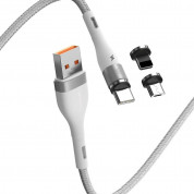Baseus Zinc Magnetic Safe Fast Charging Data Cable (CA1T3-A02) - кабел с магнитни конектори за Apple продукти с Lightning, microUSB и USB-C (100 см) (бял) 3