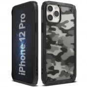 Ringke Fusion X Case - хибриден удароустойчив кейс за iPhone 12, iPhone 12 Pro (черен-камуфлаж)
