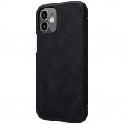 Nillkin Qin Leather Flip Case - кожен калъф, тип портфейл за iPhone 12 mini (черен) 2