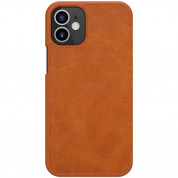 Nillkin Qin Leather Flip Case - кожен калъф, тип портфейл за iPhone 12 mini (кафяв) 1