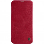 Nillkin Qin Leather Flip Case - кожен калъф, тип портфейл за iPhone 12, iPhone 12 Pro (червен)