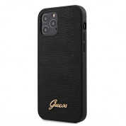 Guess Lizard Leather Hard Case - дизайнерски кожен кейс за iPhone 12, iPhone 12 Pro (черен)