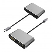 Platinet Multimedia USB-C to VGA and HDMI 4K Adapter (PMMA9832) - адаптер за свързване от USB-C към VGA и HDMI 4K (тъмносив) 1