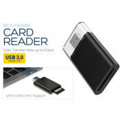 Platinet Card Reader USB 3.0 - четец за SD и microSD карти с USB 3.0 за компютри и лаптопи (черен)