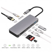Platinet USB-C Multimedia Adapter 7in1 - USB-C хъб за свързване на допълнителна периферия за компютри с USB-C (тъмносив)