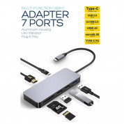 Platinet USB-C Multimedia Adapter 7in1 - USB-C хъб за свързване на допълнителна периферия за компютри с USB-C (тъмносив) 1