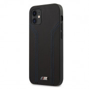 BMW M Collection PU Carbon Stripe Leather Hard Case - кожен кейс за iPhone 12 mini (черен)