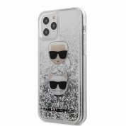 Karl Lagerfeld Liquid Glitter Karl & Choupette Heads Case - дизайнерски кейс с висока защита за iPhone 12, iPhone 12 Pro (сребрист) 1