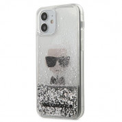 Karl Lagerfeld Liquid Glitter Ikonik Case - дизайнерски кейс с висока защита за iPhone 12 mini (сребрист)