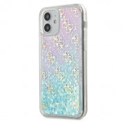 Guess Liquid Glitter Gradient Case - дизайнерски кейс с висока защита за iPhone 12 mini (розов)