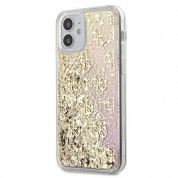 Guess Liquid Glitter Gradient Case - дизайнерски кейс с висока защита за iPhone 12 mini (златист)