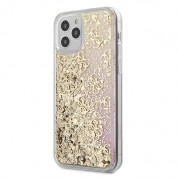 Guess Liquid Glitter Gradient Case - дизайнерски кейс с висока защита за iPhone 12, iPhone 12 Pro (златист)
