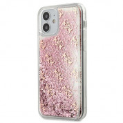Guess Liquid Glitter Case - дизайнерски кейс с висока защита за iPhone 12 mini (розово злато)