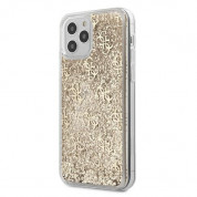 Guess Liquid Glitter Case - дизайнерски кейс с висока защита за iPhone 12, iPhone 12 Pro (златист)