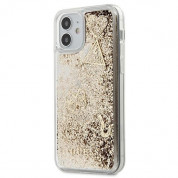 Guess Liquid Glitter Charms Case - дизайнерски кейс с висока защита за iPhone 12 mini (златист)