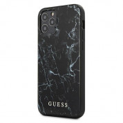 Guess Marble Case - дизайнерски кейс с висока защита за iPhone 12 Pro Max (черен)