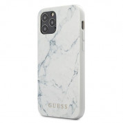 Guess Marble Case - дизайнерски кейс с висока защита за iPhone 12, iPhone 12 Pro (бял)