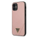 Guess Saffiano Leather Hard Case - дизайнерски кожен кейс за iPhone 12 mini (розов) 1