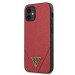 Guess Saffiano Leather Hard Case - дизайнерски кожен кейс за iPhone 12 mini (червен) 1