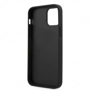 Guess Saffiano Leather Hard Case - дизайнерски кожен кейс за iPhone 12, iPhone 12 Pro (черен) 1