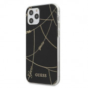 Guess Gold Chain Case - дизайнерски кейс с висока защита за iPhone 12, iPhone 12 Pro (черен)