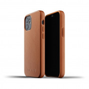 Mujjo Full Leather Case - кожен (естествена кожа) кейс за iPhone 12, iPhone 12 Pro (кафяв)