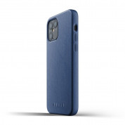 Mujjo Full Leather Case - кожен (естествена кожа) кейс за iPhone 12, iPhone 12 Pro (син) 3