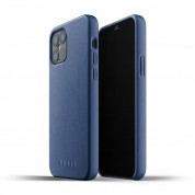 Mujjo Full Leather Case - кожен (естествена кожа) кейс за iPhone 12, iPhone 12 Pro (син)