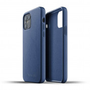 Mujjo Full Leather Case - кожен (естествена кожа) кейс за iPhone 12, iPhone 12 Pro (син) 1