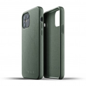 Mujjo Full Leather Case - кожен (естествена кожа) кейс за iPhone 12, iPhone 12 Pro (зелен) 1