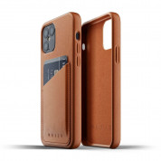 Mujjo Leather Wallet Case - кожен (естествена кожа) кейс с джоб за кредитна карта за iPhone 12, iPhone 12 Pro (кафяв) 1
