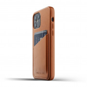 Mujjo Leather Wallet Case - кожен (естествена кожа) кейс с джоб за кредитна карта за iPhone 12, iPhone 12 Pro (кафяв) 3
