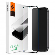 Spigen Glass.Tr Slim Tempered Glass - калено стъклено защитно покритие за дисплея на iPhone 12 mini (черен-прозрачен)
