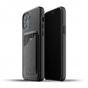 Mujjo Leather Wallet Case - кожен (естествена кожа) кейс с джоб за кредитна карта за iPhone 12, iPhone 12 Pro (черен)