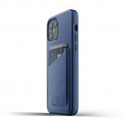 Mujjo Leather Wallet Case - кожен (естествена кожа) кейс с джоб за кредитна карта за iPhone 12, iPhone 12 Pro (син) 3