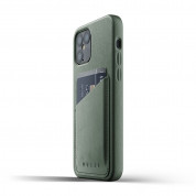 Mujjo Leather Wallet Case - кожен (естествена кожа) кейс с джоб за кредитна карта за iPhone 12, iPhone 12 Pro (зелен) 3