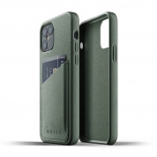 Mujjo Leather Wallet Case - кожен (естествена кожа) кейс с джоб за кредитна карта за iPhone 12, iPhone 12 Pro (зелен) 1