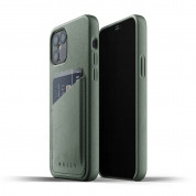 Mujjo Leather Wallet Case - кожен (естествена кожа) кейс с джоб за кредитна карта за iPhone 12, iPhone 12 Pro (зелен)